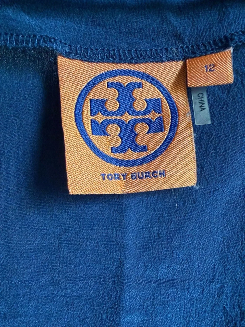 Tory Burch Navy Sleeveless Pleated Front Silk Tank